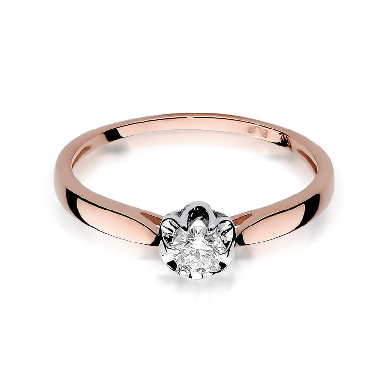 Pierścionek W062 Diament 0,15ct różowe złoto