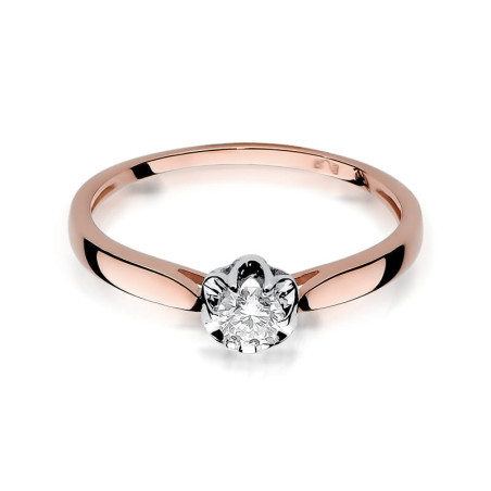 Pierścionek W062 Diament 0,15ct różowe złoto