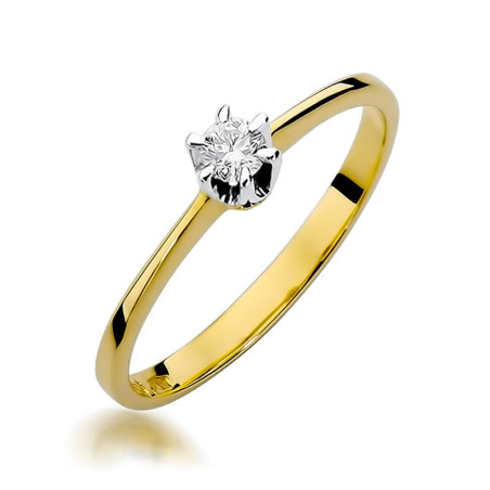 "Pierścionek W220 Diament 0,15ct w żółtym złocie | Daimana.pl"