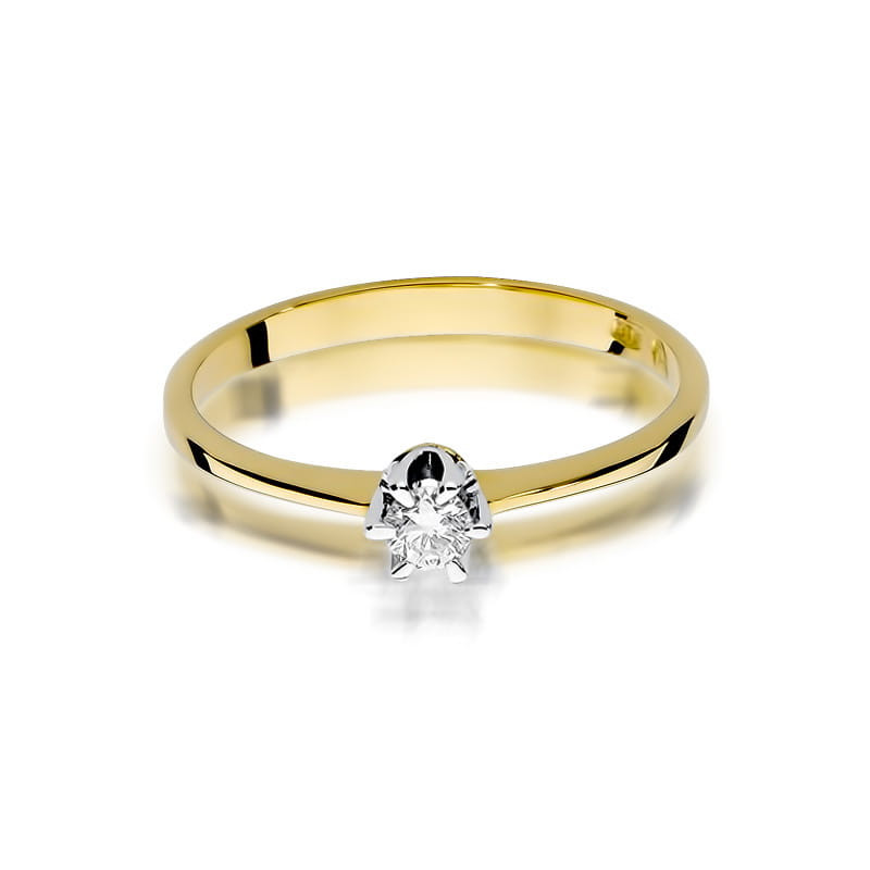 "Pierścionek W220 Diament 0,15ct w żółtym złocie | Daimana.pl"