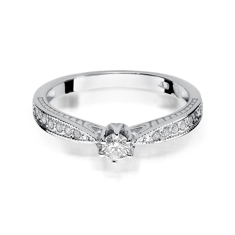 Pierścionek W202 Diament 0,15ct białe złoto