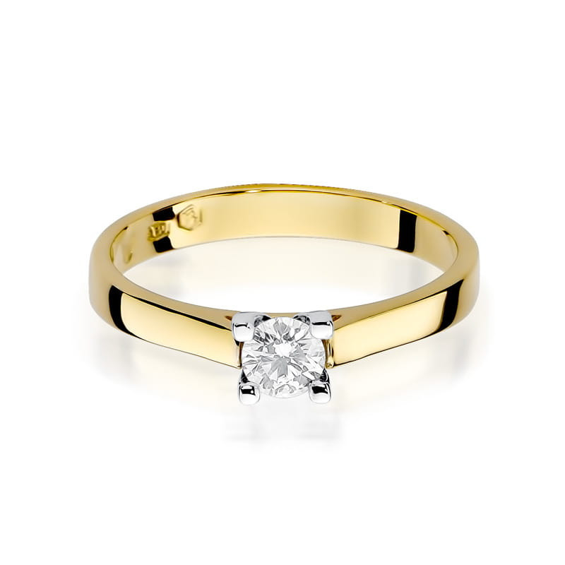 "Pierścionek W221B Diament 0,20ct żółte złoto - Daimana.pl: Najw