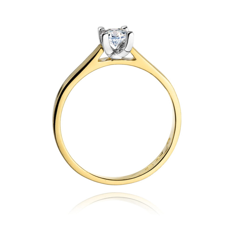 "Pierścionek W221B Diament 0,20ct żółte złoto - Daimana.pl: Najw