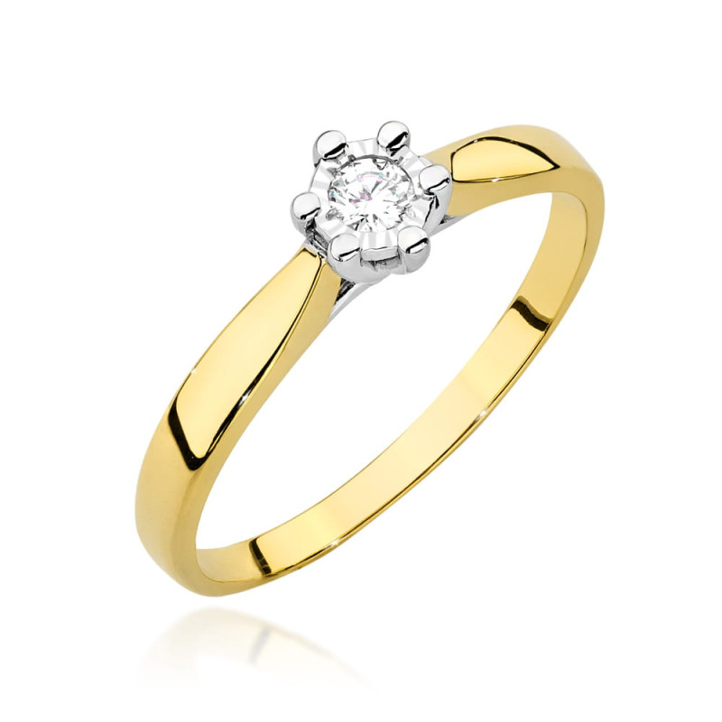 Pierścionek W222BT Diament 0,08ct w żółtym złocie - Daimana.pl: 