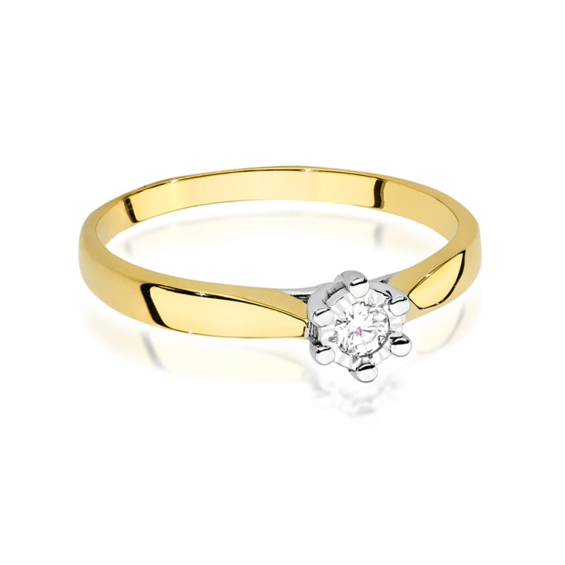 Pierścionek W222BT Diament 0,08ct w żółtym złocie - Daimana.pl: 