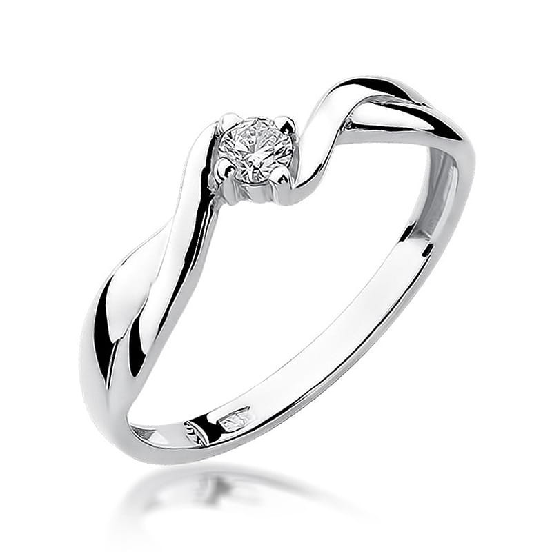 Pierścionek W208 Diament 0,10ct białe złoto