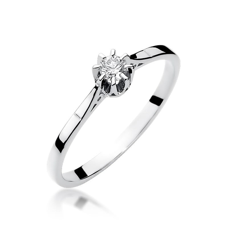 Pierścionek W209 Diament 0,10ct białe złoto