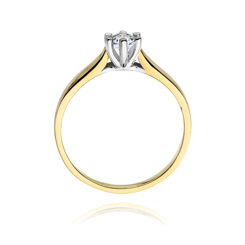 "Pierścionek W222B - Diament 0,25ct, żółte złoto | Daimana.pl"