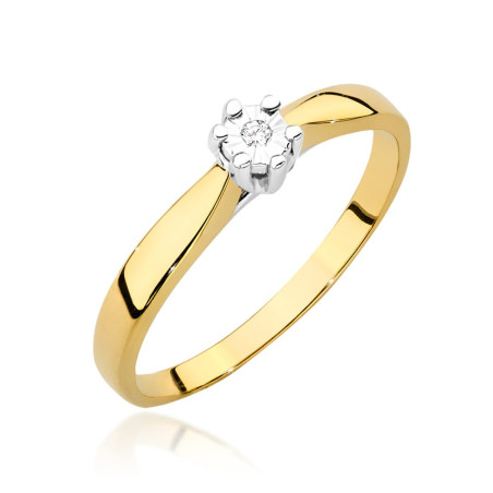 "Pierścionek W222T Diament 0,01ct żółte złoto - Daimana.pl"
