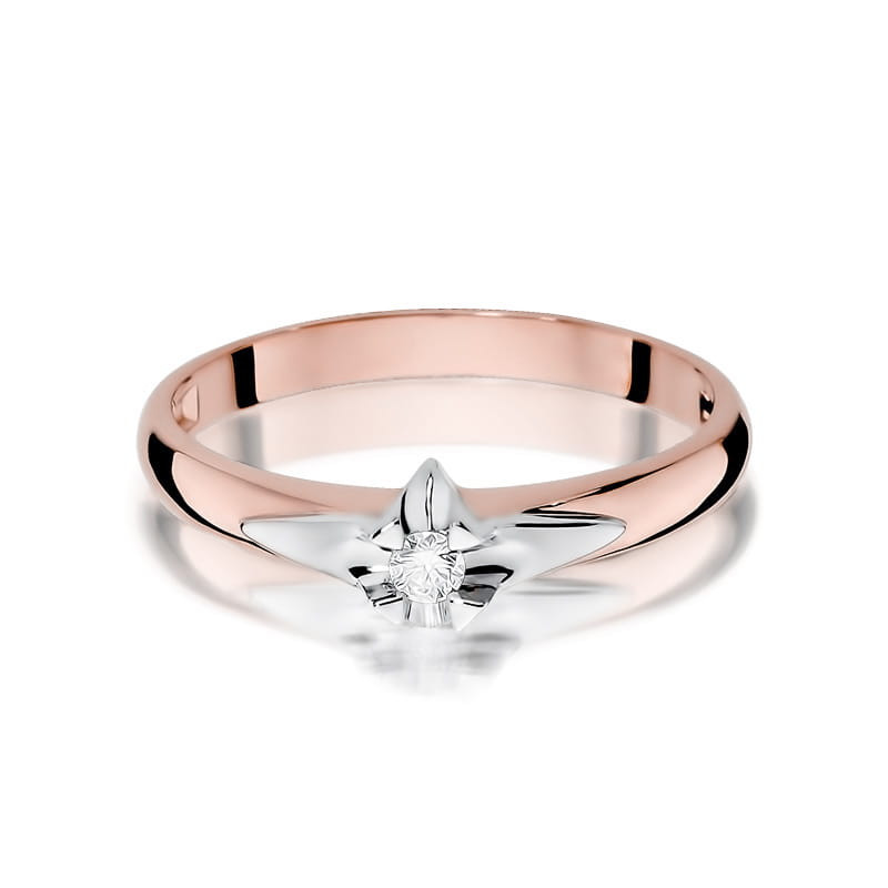 Pierścionek W088 Diament 0,04ct różowe złoto