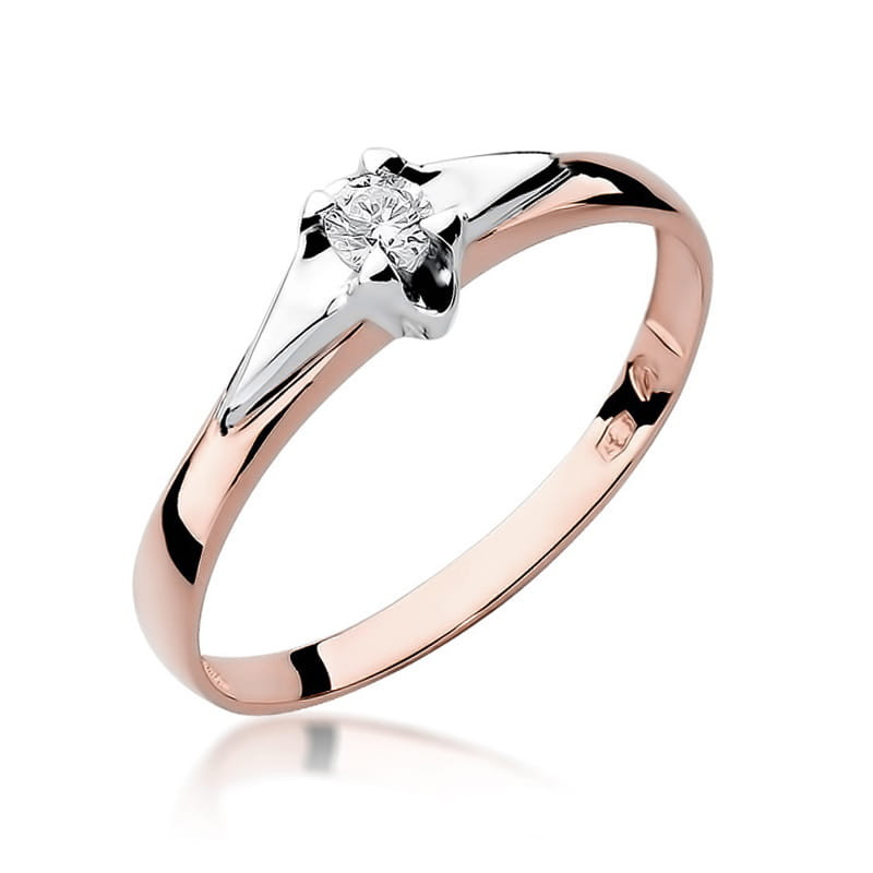 Pierścionek W088 Diament 0,10ct różowe złoto