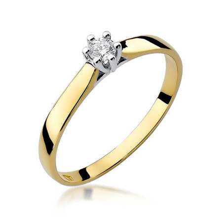 Pierścionek W222 Diament 0,10ct żółte złoto