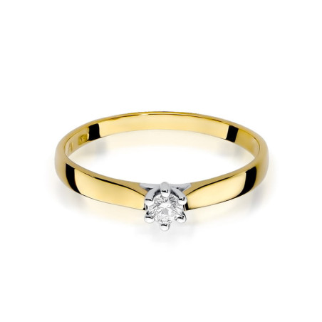 Pierścionek W222 Diament 0,10ct żółte złoto