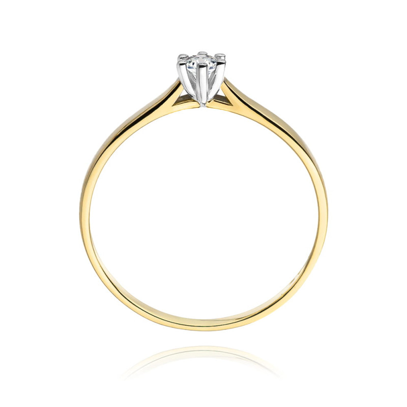 Pierścionek W222 Diament 0,10ct żółte złoto