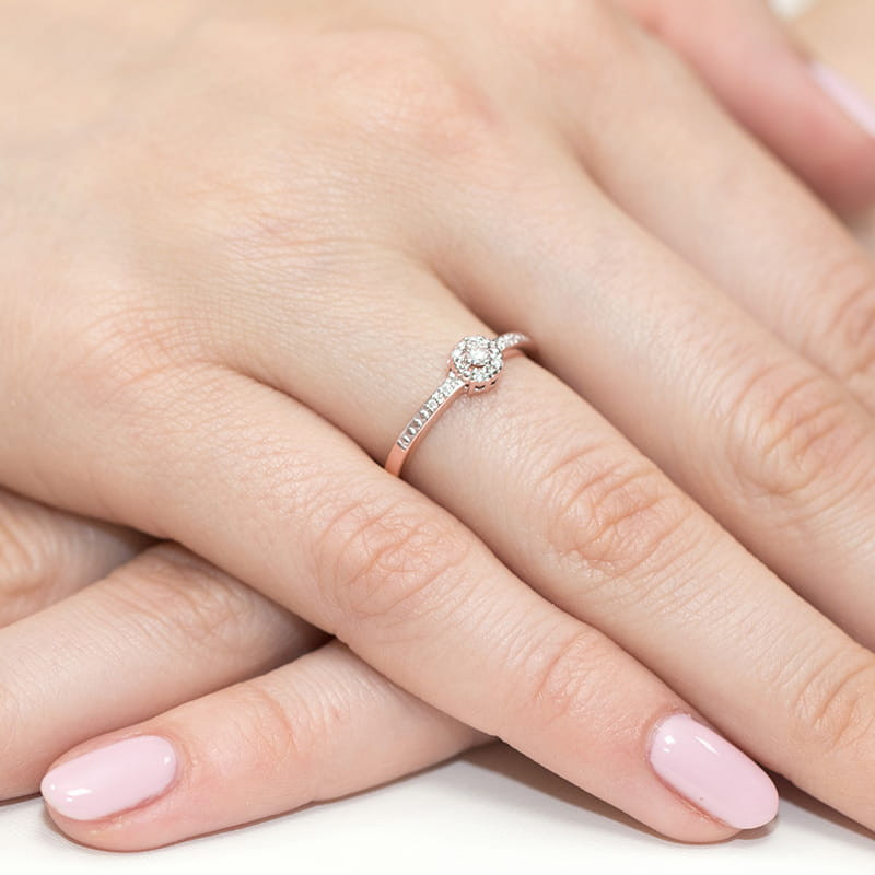 Pierścionek W091 Diament 0,02ct różowe złoto