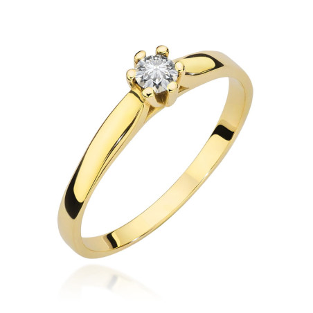 Pierścionek W222 Diament 0,15ct żółte złoto