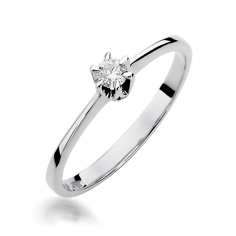 Pierścionek W220 Diament 0,10ct białe złoto