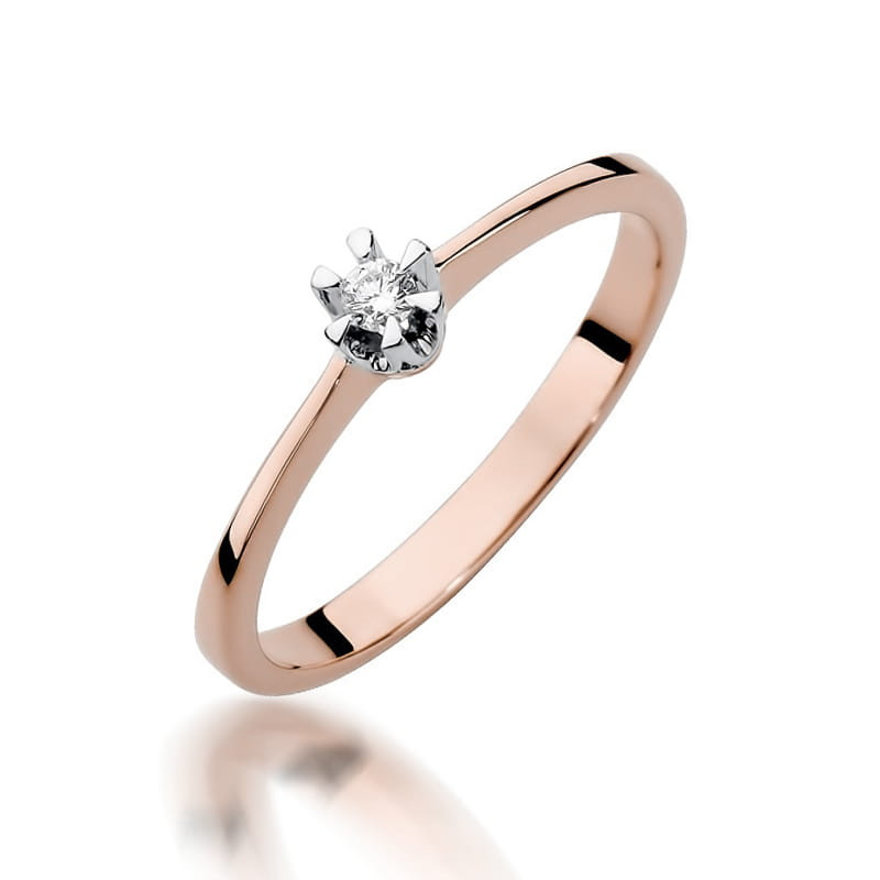 Pierścionek W111 Diament 0,04ct różowe złoto