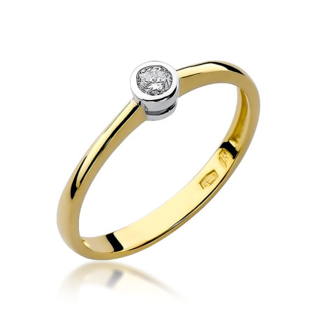 Pierścionek W224 Diament 0,08ct żółte złoto