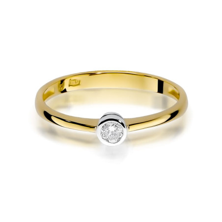 Pierścionek W224 Diament 0,10ct żółte złoto