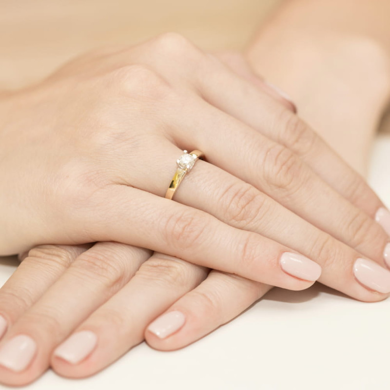 Pierścionek W225B Diament 0,25ct żółte złoto