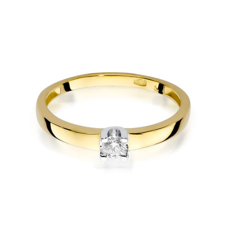 Pierścionek W225 Diament 0,10ct żółte złoto